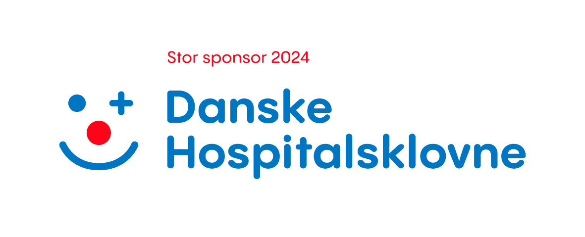 Mærkat med danske hospitalsklovne logo