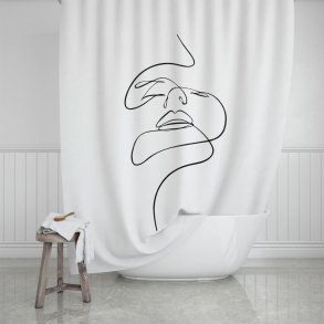 Shower curtain, Line Art, White/Black, 180 x 200 cm
