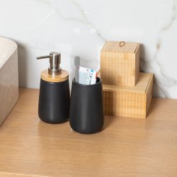 Zahnputzbecher Keramik Schwarz