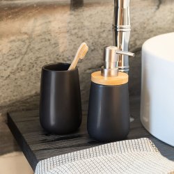 Zahnputzbecher Keramik Schwarz