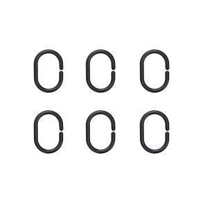 Black shower curtain rings, 12 pcs