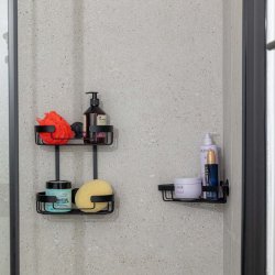 Dusch Eckregal schwarz Aluminium