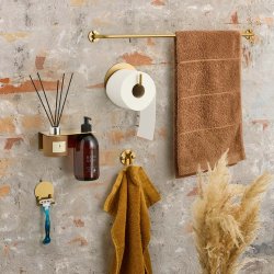 Seifenhalter / Wandhalterung fr 2 Flaschen, Messingoptik