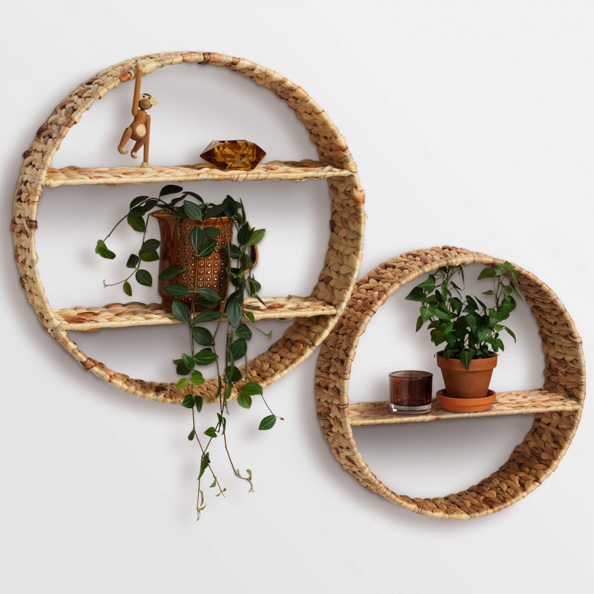 Embrace nature with a round wicker shelf from NAGA
