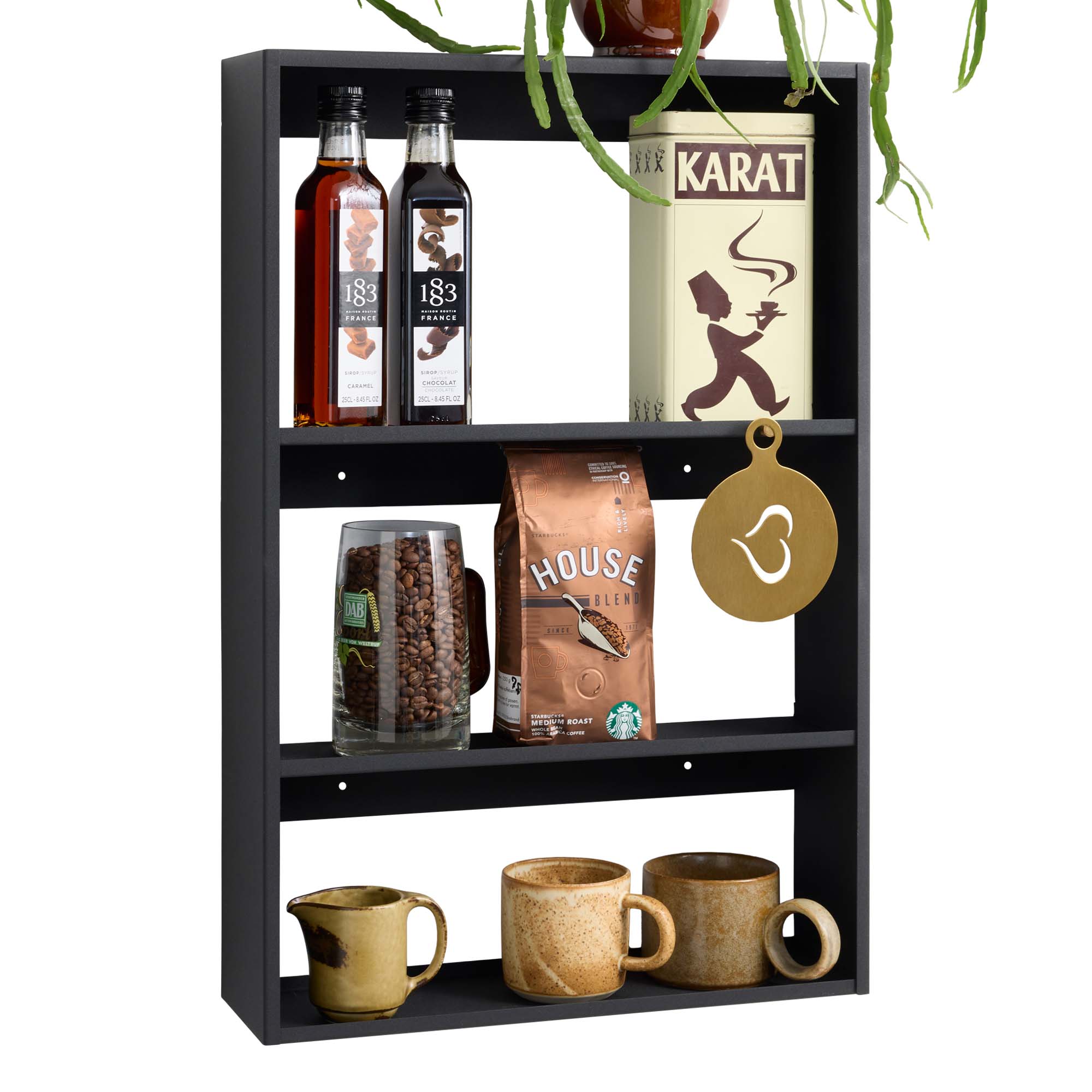 Væghylde, Sort metal 40 x 60 cm.