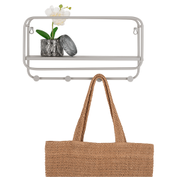 Hutablage / Ablage, Greige-Metall, 4 Haken