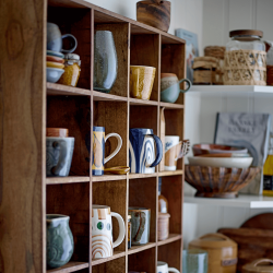 Cup shelf / wall shelf, recycled wood
