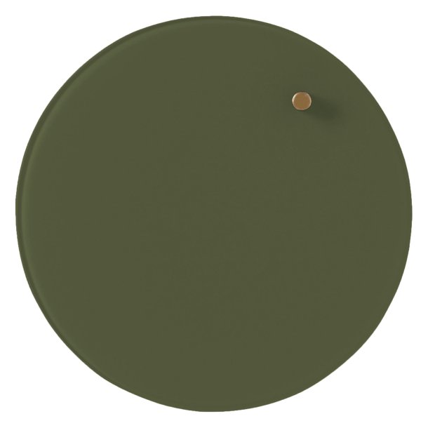 Rund 25 cm. M�rkgr�n magnetisk glastavla