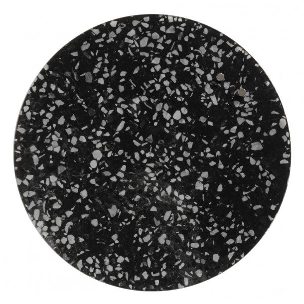 Cirkel 35 cm. Sort med hvid Terrazzo Magnetisk glastavle