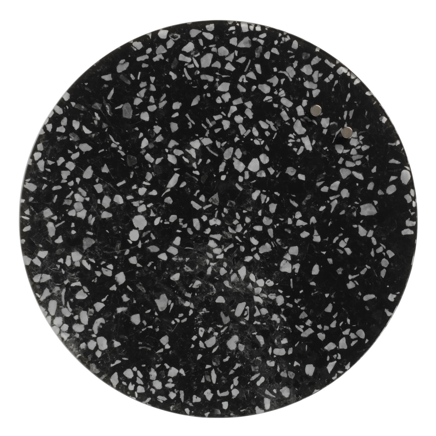 Billede af Cirkel 35 cm. Sort med hvid Terrazzo Magnetisk glastavle