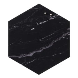 Sechskant 42 cm. Schwarze magnetische Glasplatte aus Marmor