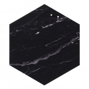 Sechskant 42 cm. Schwarze magnetische Glasplatte aus Marmor