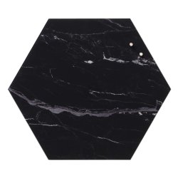 Sechskant 42 cm. Schwarze magnetische Glasplatte aus Marmor