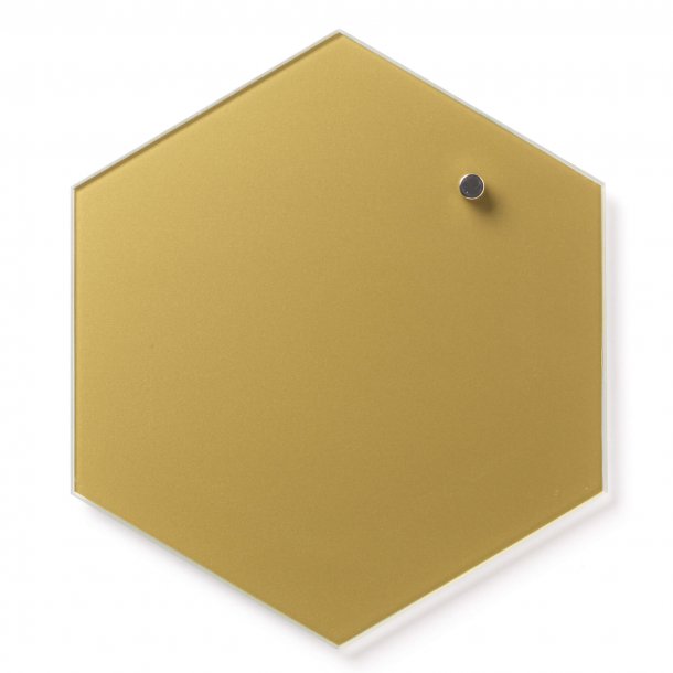Hexagonal 21 cm. Guld Magnetisk glastavle