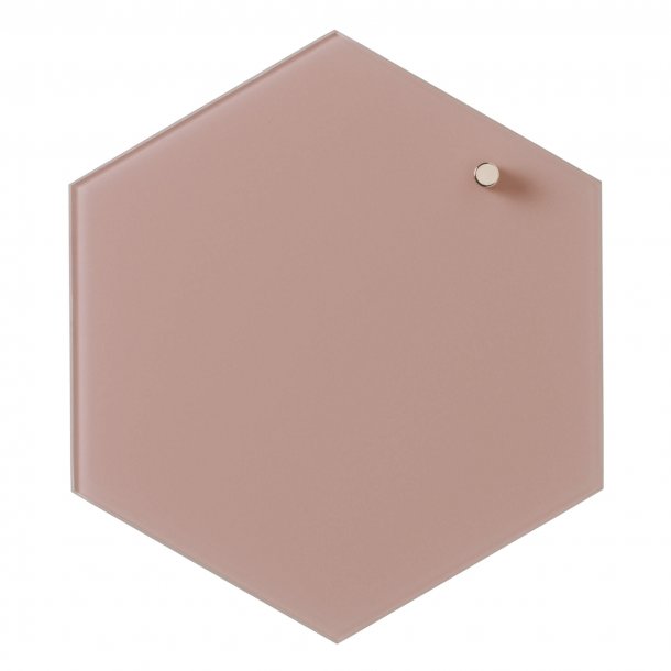 Hexagonal 21 cm. Rosa Magnetisk glastavle