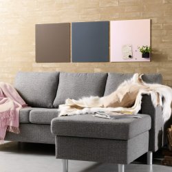 45 x 45 cm. Graue magnetische Glastafel