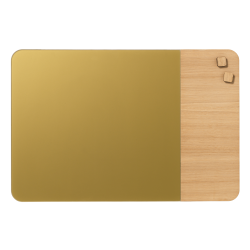 40 x 60 cm. Glas gold matt/Eichenfurnier Magnettafel