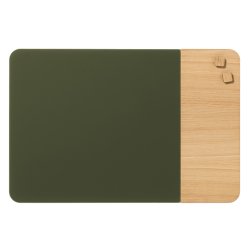 40 x 60 cm. Dark green glass/oak veneer magnetic board