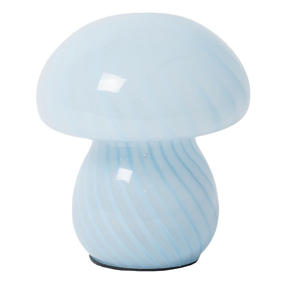 Mushroom lampe i glas, lyseblå