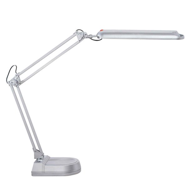 LED desk lamp with base, silver, MAULatlantic
