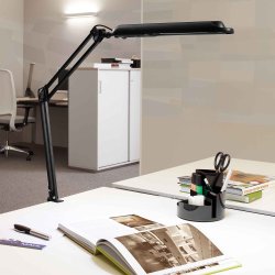 LED desk lamp with table clamp, black, MAULatlantic