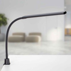 LED desk lamp with table clamp, black, MAULpirro