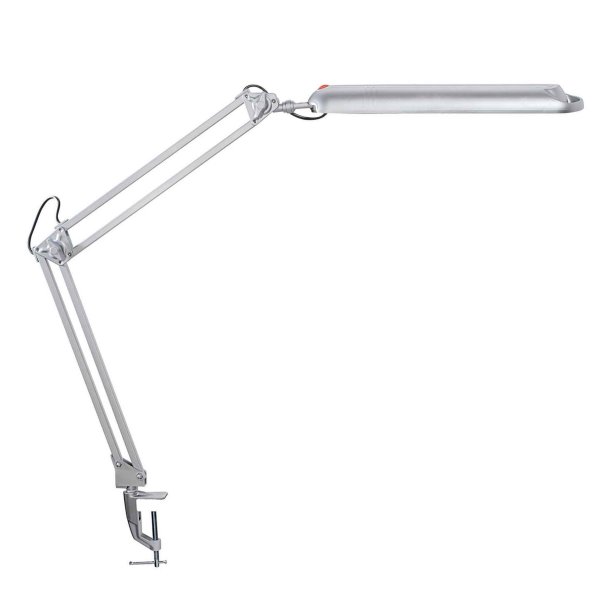 LED desk lamp with table clamp, silver, MAULatlantic