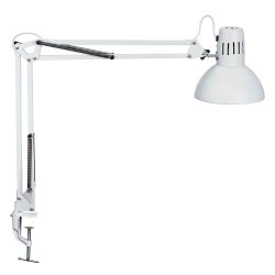 LED desk lamp with table clamp, white, MAULstudy