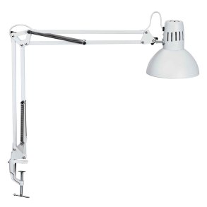 LED desk lamp with table clamp, white, MAULstudy