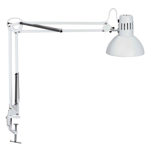 LED desk lamp with table clamp, white, MAULstudy