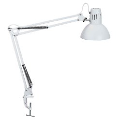 LED desk lamp with table clamp, white, MAULstudy