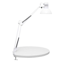 LED desk lamp with table clamp, white, MAULstudy