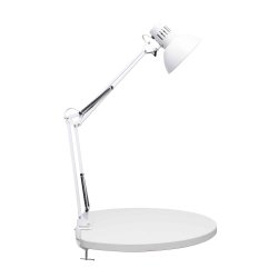 LED desk lamp with table clamp, white, MAULstudy