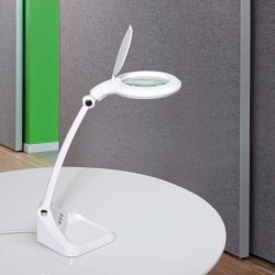 LED magnifying lamp with light, white, MAULiris