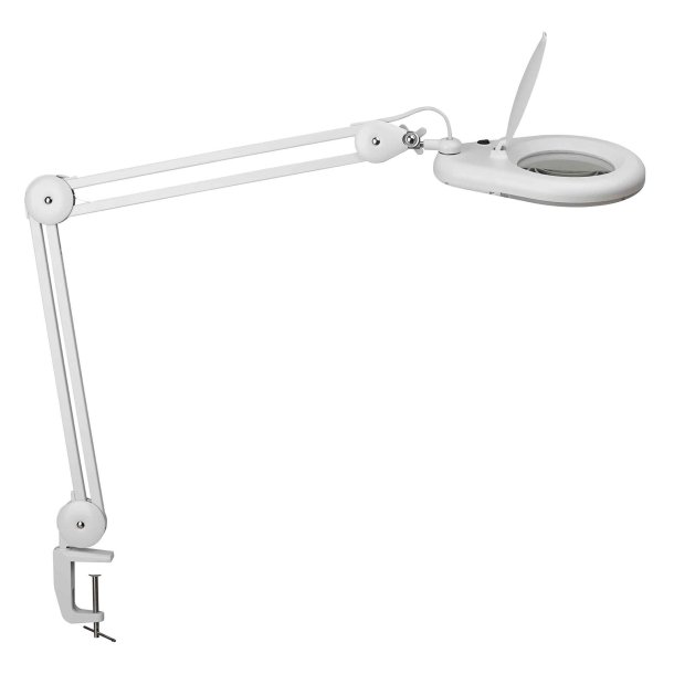 LED magnifying lamp with table clamp, white, MAULviso