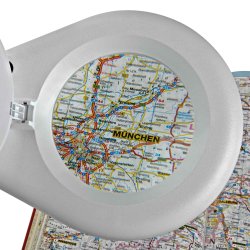 LED magnifying lamp with table clamp, white, MAULviso