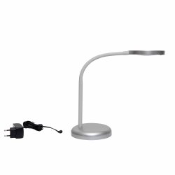 LED table lamp with flexible arm, silver, MAULjoy