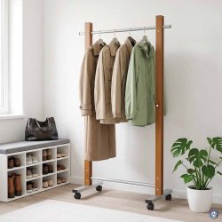 Garderobestativ p� hjul, MAULrumba, m�rkt tr�look