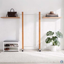 Garderobestativ p� hjul, MAULrumba, m�rkt tr�look
