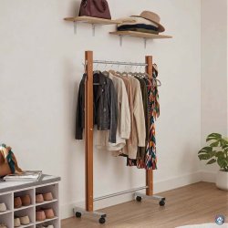 Garderobestativ p� hjul, MAULrumba, m�rkt tr�look
