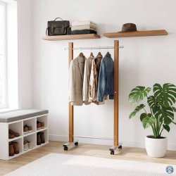 Garderobestativ p� hjul, MAULrumba, m�rkt tr�look