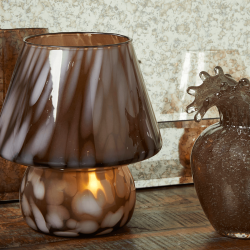 Pilz-Kerzenhalter, braunes Glas