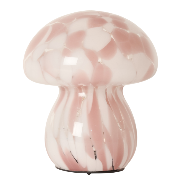 Mushroom lampe i glas, rosa/hvid