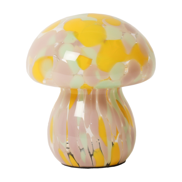 Mushroom lampe i glas, gul/rosa/mint