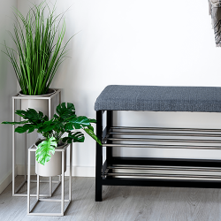 Blumentopf Stnder, beige Metall, Set von 2 Stck.