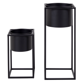 Blumentopf-Stnder, Schwarzes Metall, Set mit 2 Stck