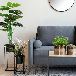 Blumentopf-Stnder, Schwarzes Metall, Set mit 2 Stck