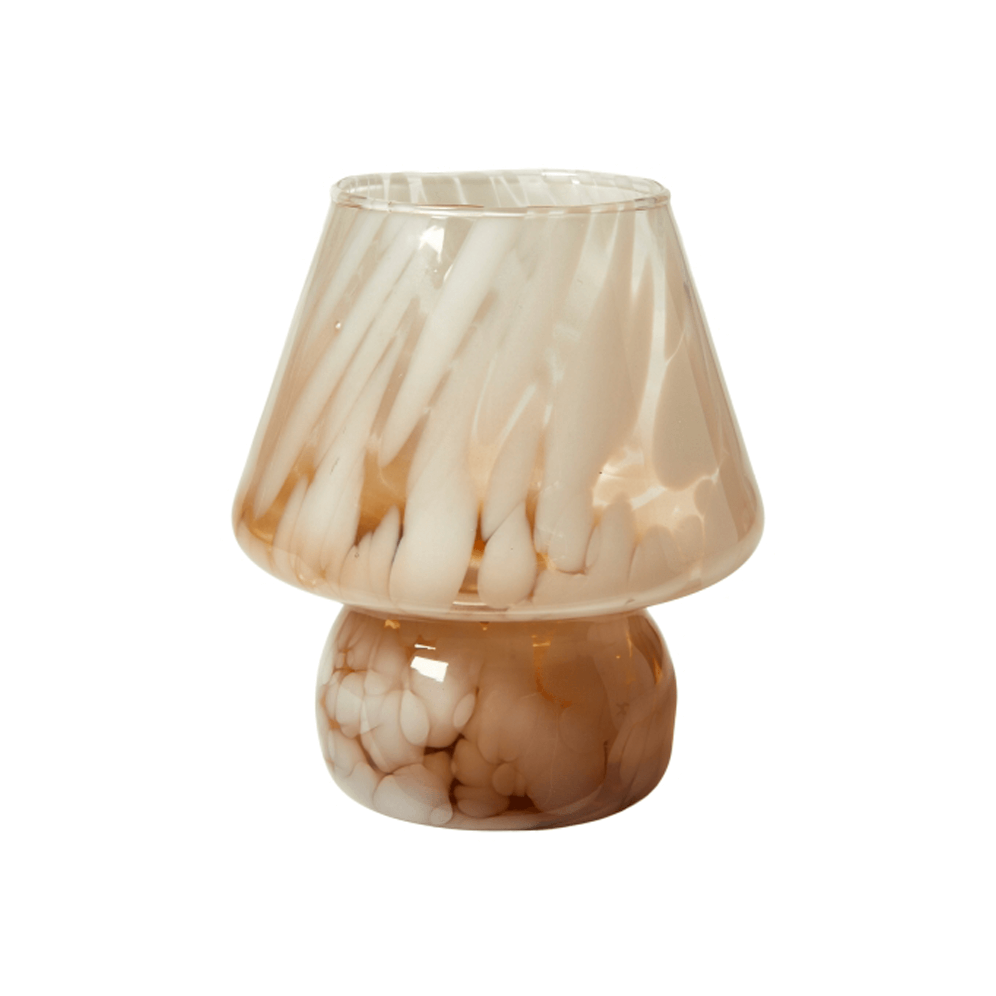 Mushroom lysestage, beige glas