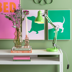 Tischleuchte, Metall klar grn