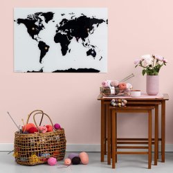 80 x 50 cm. Glas Verdens kort